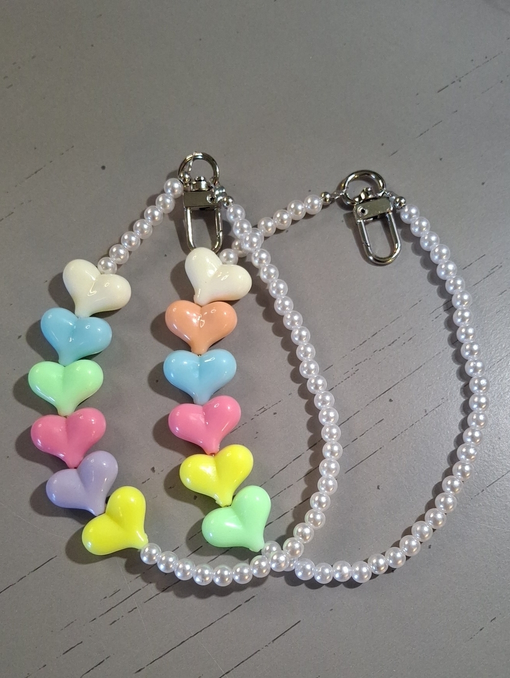 Pastel Heart Beaded Bag Charm Bundle